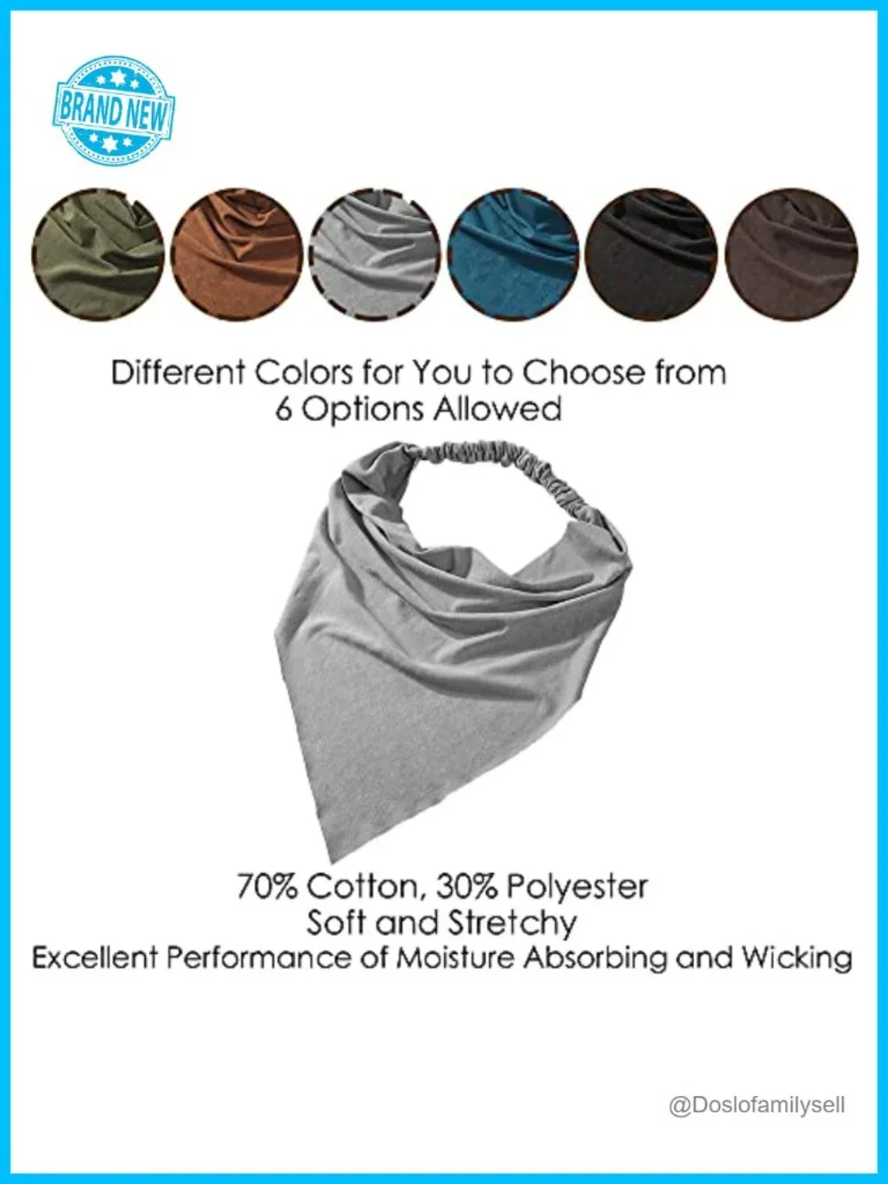 6 Pack Pre-Tied Triangle Hair Scarves with Clips Non Slip Headband